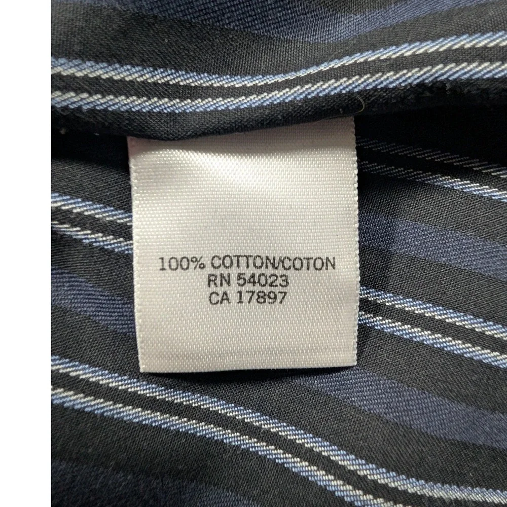 Banana Republic Button Up Shirt Mens L Navy Blue Striped French Cuffs Cotton